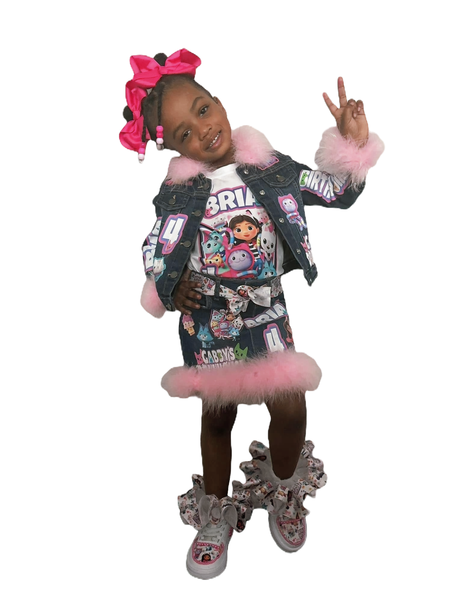 Jean Jacket & Skirt with Fur & anklets image 0